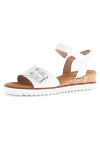 Gabor Damen Keilsandalette "GENUA", Gr. 44, weiß, Kalbsleder, unifarben, klassisch, Schuhe, Riemchensandale, Komfortschuh, Sommerschuh,