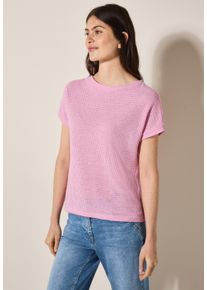 Cecil Damen T-Shirtcherry blossom pink, casual, Gr. L, Strukturmuster, Web, Stoff, 50% Baumwolle, 50% Polyester, Shirts, im soften Baumwoll-Mix