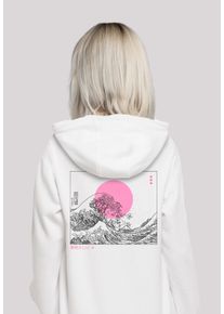 F4NT4STIC Damen Kapuzenpullover "Kanagawa Welle Japan", weiß, casual, Gr. S, Obermaterial: 65% Baumwolle, 35% Polyester, Pullover, Hoodie, Warm,