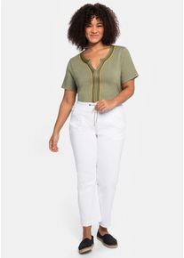 sheego Damen Schlupfjeans, weiß, Gr. 56, unifarben, 98% Baumwolle, 2% Elasthan, Jeans