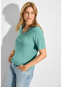 Cecil Damen Tunikashirt, grün, casual, Gr. L, unifarben, Web, Stoff, 50% Baumwolle, 50% Modal, Shirts, mit V-Ausschnitt