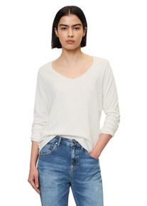 Marc O'Polo Damen Langarmshirt "aus Premium Organic Cotton", weiß, Basic, Gr. M, MARC O'POLO DENIM, unifarben, Obermaterial: 100% Baumwolle, Shirts