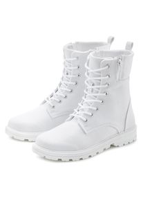Lascana Damen Schnürstiefelette, Gr. 36, weiß, Obermaterial: 100% Baumwolle. Futter: 100% Textilmaterial. Decksohle: 100% Textilmaterial. Laufsohle: