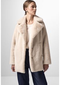 Damen Fellimitatjacke, weiß, casual, Gr. 42, STREET ONE STUDIO, unifarben, Stoff, 100% Polyester, Jacken, mit Reverskragen