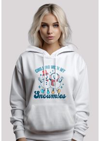 F4NT4STIC Damen Kapuzenpullover "Chilling with My Snowmies", weiß, casual, Gr. L, Obermaterial: 65% Baumwolle, 35% Polyester, Pullover, Premium