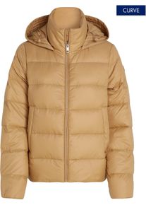 Damen Steppjacke "CRV CASUAL LW DOWN HOOD JACKET", grün, casual, Gr. 46, Tommy Hilfiger Curve, unifarben, Web, Obermaterial: 100% Polyamid. Futter: