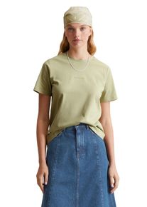 Marc O'Polo Damen T-Shirt, grün, casual, Gr. XL, MARC O'POLO DENIM, Single Jersey, Obermaterial: 100% Baumwolle, Shirts, Basic, kleiner Markenprint, reugular fit