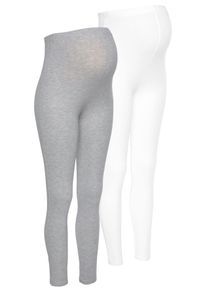 Neun Monate Damen Umstandshose "2 Stück Umstands-Hosen für Schwangerschaft und Stillzeit", weiß, Basic, Gr. 44, unifarben, Jersey, Obermaterial: 95%