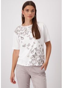 monari Damen Rundhalsshirt, weiß, modisch, Gr. 34, unifarben, bedruckt, gemustert, Jersey, Obermaterial: 70% Viskose, 25% Modal, 5% Elasthan, Shirts,