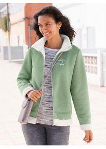 Casual Looks Damen Strickfleecejacke, grün, Gr. 40, unifarben, 100% Polyester, Jacken