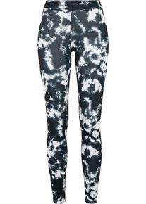 Urban Classics Damen Leggings "Urban Classics Damen Ladies Tie Dye Leggings", schwarz-weiß, Gr. M, Batikmuster, 94% Polyester, 6% Elasthan, Hosen