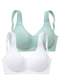 Petite Fleur Damen T-Shirt-BH, Gr. 85, grün, Jersey, Obermaterial: 95% Baumwolle, 5% Elasthan, Basic, BHs, ohne Bügel aus Baumwolle
