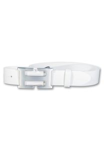 Silbergift Damen Koppelgürtel, weiß, modisch, Gr. 85, unifarben, Rindsleder, Gürtel, Mit silberner Kopplschließe, Vollrindleder