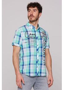 CAMP DAVID Herren Kurzarmhemd, grün, casual, Gr. XXXL, kariert, bedruckt, bestickt, Material: 100% Baumwolle, Hemden, aus Baumwolle