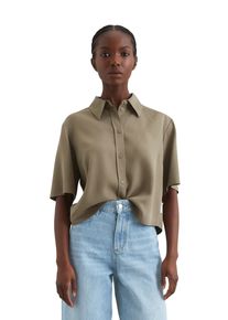 Marc O'Polo Damen Kurzarmbluse "aus TENCEL Lyocell", grün, Gr. XL, MARC O'POLO DENIM, unifarben, Obermaterial: 100% Lyocell, Blusen