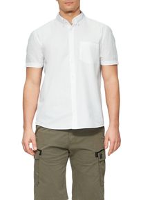 s.Oliver Herren Kurzarmhemd, weiß, casual, Gr. M, unifarben, Web, Obermaterial: 100% Baumwolle, Hemden, mit Waschung und gewebtem Tape