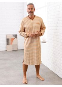 King´S Club KINGS CLUB Herren Nachthemd "Nachthemd", Gr. 44, beige, 100% Baumwolle, gemustert, bedruckt, mehrfarbig, Kleider