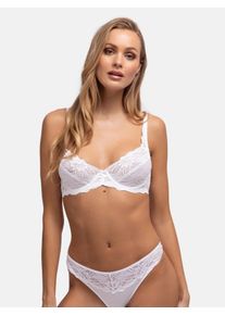 Dorina Damen Bügel-BH "ANGIE", Gr. 85, weiß, Spitze, Obermaterial: 91% Polyamid, 9% Elasthan, feminin, BHs, mit floraler Spitze, Satinschleife