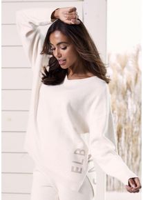 ELBSAND Damen Sweater, Gr. 36, weiß, Feinstrick, Obermaterial: 50% Viskose (LENZING), 50% Polyester, unifarben, meliert, casual, Sweatshirts, aus