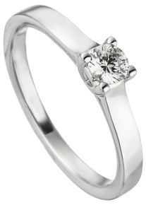 Jobo Damen Solitärring "mit Diamant Brillant 0,15 ct.", 58, SI = kleine Einschlüsse, Weißgold 585-Diamanten, weiß, Weißgold 585, Diamanten,