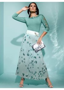 CRÉATION L CREATION L Damen Spitzenshirt "Modal-Mix-Shirt", grün, Gr. 40, unifarben, 48% Baumwolle, 48% Modal, 4% Elasthan, Spitze:100% Polyester, Shirts