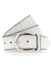 Tamaris Damen Ledergürtel, weiß, casual,modisch, Gr. 105, unifarben, Leder, Gürtel, mit Logoschriftzug auf der Gürtelschlaufe, Basic-Style