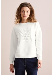Cecil Damen Sweatshirt, weiß, casual, Gr. XXL, bedruckt, Sweatware, 48% Modal, 45% Polyester, 7% Elasthan, Sweatshirts, mit Rundhalsausschnitt