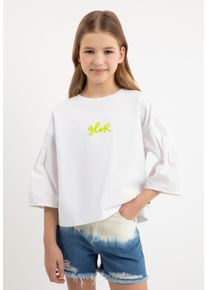 Gulliver Mädchen T-Shirt, weiß, casual, Gr. 146, unifarben, 95% Baumwolle, 5% Elasthan, Shirts, mit Puffärmeln