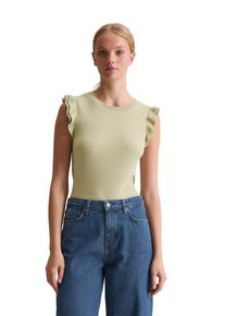 Marc O'Polo Damen T-Shirt "aus modernem Ribbjersey", grün, Gr. L, MARC O'POLO DENIM, unifarben, Obermaterial: 59% Baumwolle, 38% Modal, 3% Elasthan, Shirts