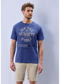 Street One MEN Herren T-Shirtmidsummer blau, casual, Gr. XXL, bedruckt, Web, 100% Baumwolle, Shirts, mit Rundhalsausschnitt