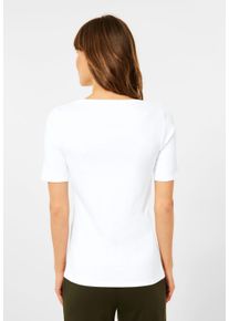 Cecil Damen T-Shirt, weiß, Basic, Gr. L, unifarben, Web, 100% Baumwolle, Shirts, Basic