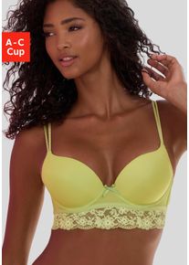 Vivance Damen Push-up-BH, Gr. 80, grün, Microtouch, Spitze, Obermaterial: 60% Polyamid, 35% Polyester, 5% Elasthan, feminin, BHs, mit Bügel und