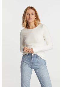 RICHROYAL Damen Longsleeve, weiß, feminin, Gr. M, Single Jersey, Obermaterial: 95% Baumwolle, 5% Elasthan, Shirts, Rundhals, Basic, slim fit