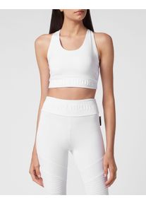 Plein Sport Kinder Lauftop "Sport BH", weiß, Gr. XS, Obermaterial: 90% Polyester, 10% Elasthan, Tops