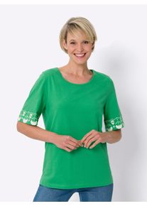 Classic Basics Damen Kurzarmshirt "Kurzarm-Shirt", grün, Gr. 44, bedruckt, gemustert, mehrfarbig, 100% Baumwolle, Shirts