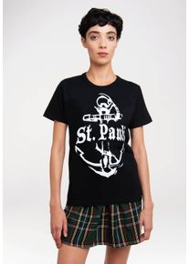 logoshirt Damen T-Shirt "St. Pauli", schwarz-weiß, casual, Gr. M, bedruckt, 100% Baumwolle, Shirts, mit coolem St. Pauli-Print