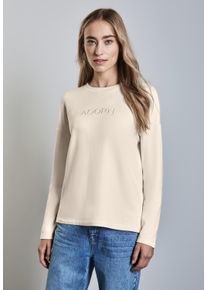 Street One Damen Langarmshirt, weiß, casual, Gr. 42, unifarben, Stoff, 96% Viskose, 4% Elasthan, Shirts, Rundhalsausschnitt