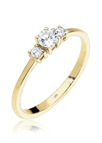 Elli Premium Damen Fingerring "Zirkonia Weiß 375 Gelbgold", 54mm,mit Steinen, Gelbgold 375, 2mm, weiß, Gelbgold 375, Fingerringe