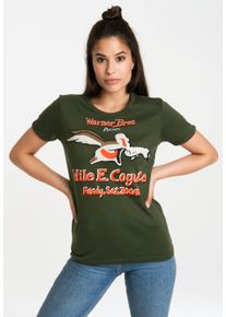 logoshirt Damen T-Shirt "Coyote", grün, casual, Gr. L, bedruckt, 100% Baumwolle, Shirts, mit lizenziertem Originaldesign