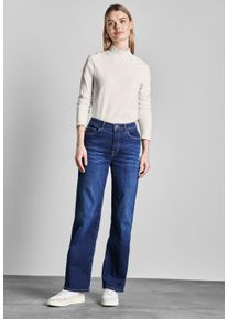 Street One Damen Langarmshirt, weiß, casual, Gr. 38, unifarben, Web, 95% Baumwolle, 5% Elasthan, Shirts, mit Turtleneck