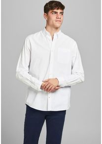 Jack & Jones JACK & JONES Herren Langarmhemd "OXFORD SHIRT", weiß, modisch, Gr. L, Web, Obermaterial: 100% Baumwolle, Hemden