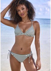 Venice Beach Damen Bikini-Hose "Summer", grün, Gr. 34, gestreift, Polyamid, Badehosen, seitlich zum Binden