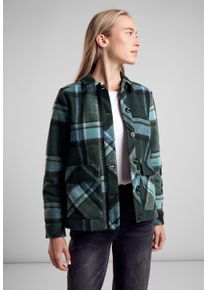 Street One Damen Kurzjacke, grün, casual, Gr. 40, Jacquardmuster, Stoff, 100% Polyester, Jacken, mit Knopfleiste