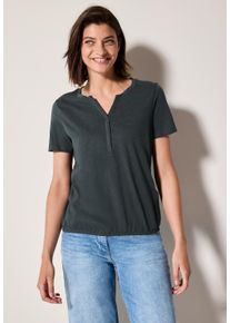 Cecil Damen T-Shirtslate khaki, casual, Gr. XS, unifarben, Web, 100% Baumwolle, Shirts, aus reiner Baumwolle
