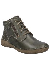 Josef Seibel Damen Schnürstiefelette "Felicia 01", Gr. 37, grün, Leder, casual, Schuhe, Winterstiefel, Schnürstiefel, Boots mit Reißverschluss
