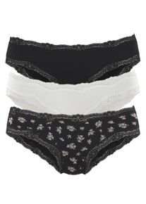 Vivance Damen Brasilslip, Gr. 40, schwarz-weiß, Single Jersey, Obermaterial: 95% Baumwolle, 5% Elasthan. Spitze: 90% Polyamid, 10% Elasthan,