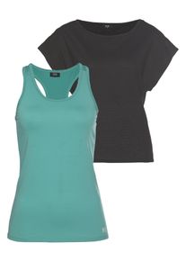 H.I.S. H.I.S Damen Trainingsshirt "2-tlg. Shirt & Top", bunt, sportlich, Gr. 44, Obermaterial: 60% Baumwolle, 40% Polyester. Top: 95% Polyester, 5%