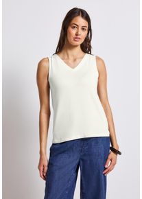 Street One Damen T-Shirt, weiß, casual, Gr. 42, unifarben, Stoff, 95% Viskose, 5% Elasthan, Shirts, aus elastischem Materialmix