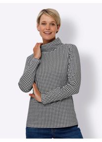 Classic Basics Damen Rollkragenshirt "Langarm-Shirt", schwarz-weiß, Gr. 46, gemustert, Hahnentrittmuster, mehrfarbig, 100% Baumwolle, Shirts