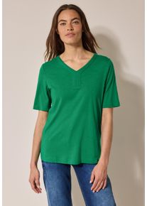 Cecil Damen T-Shirt, grün, casual, Gr. XS, unifarben, Web, Stoff, 50% Modal, 50% Baumwolle, Shirts, in Unifarbe